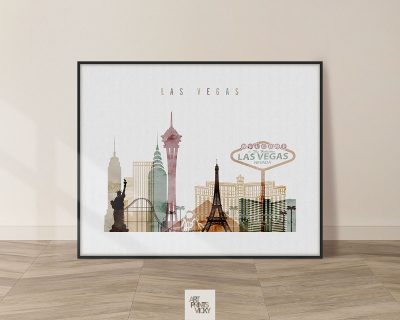 Las Vegas skyline poster watercolor 1 landscape