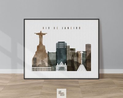 Rio De Janeiro poster watercolor 2 landscape