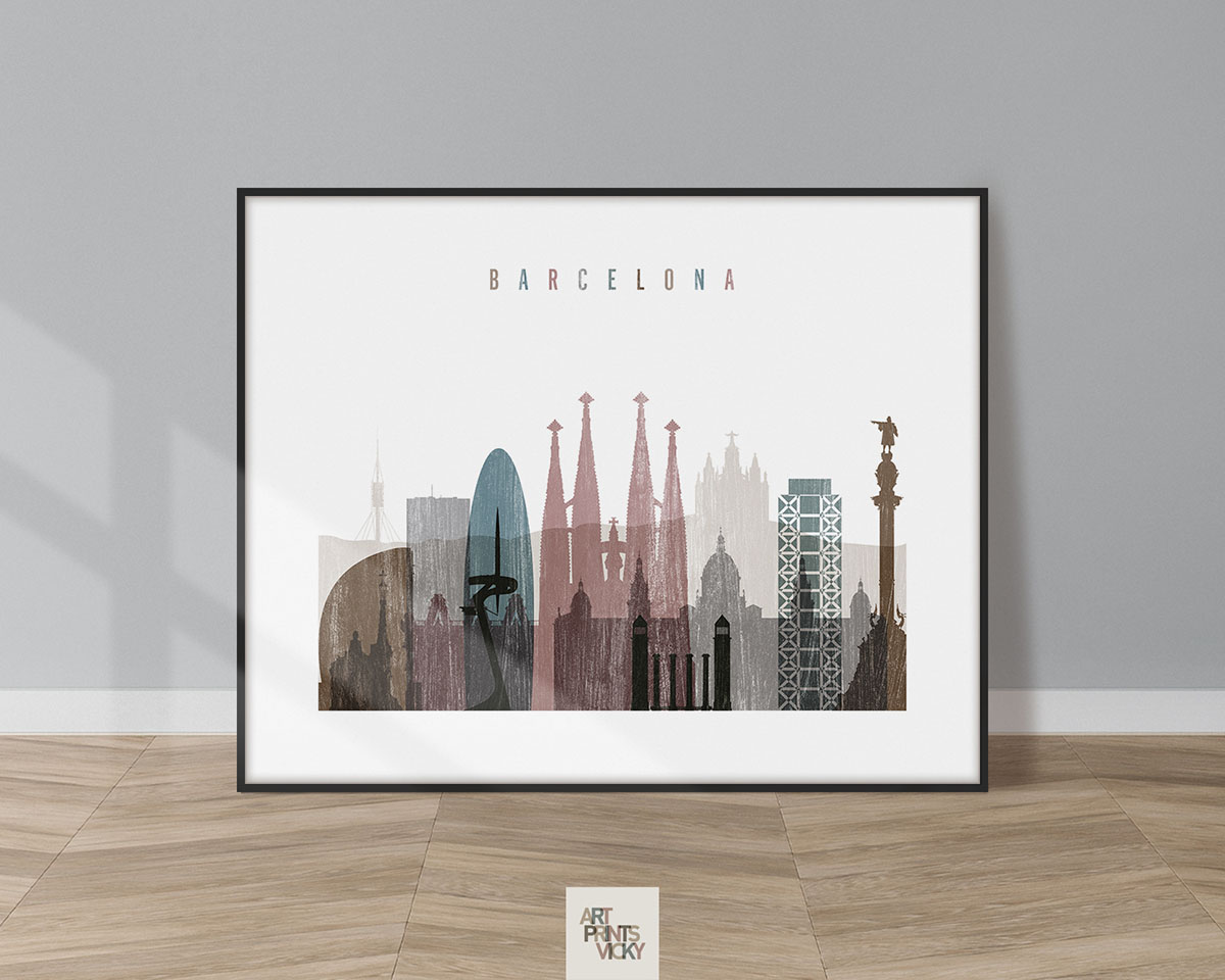 Barcelona print landscape distressed 1