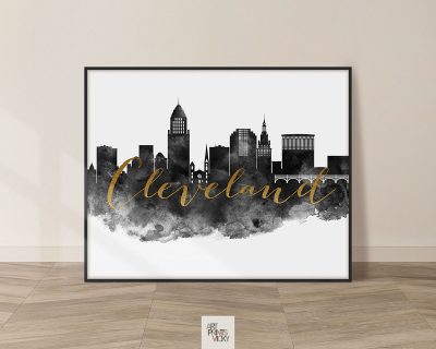Cleveland wall art print black and white