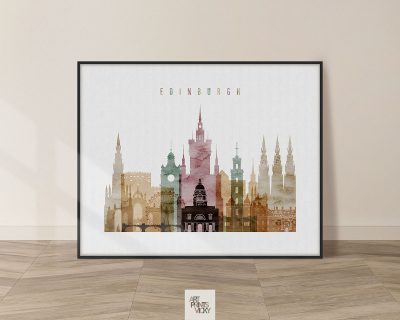 Edinburgh skyline print watercolor 1 landscape