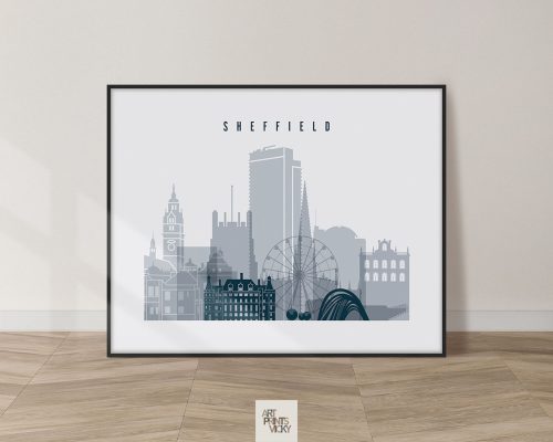 Sheffield grey blue landscape poster