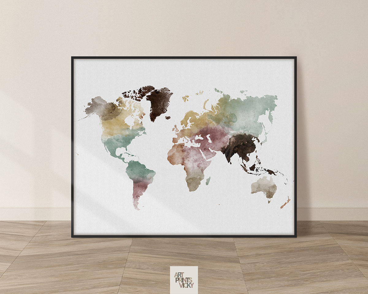 World Map Watercolor 1 Print