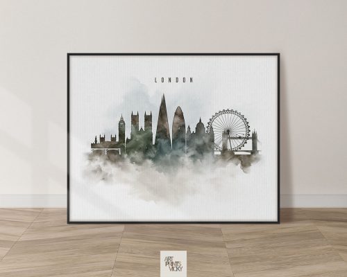 London cityscape print watercolor