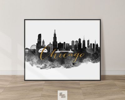 Chicago wall art print black and white