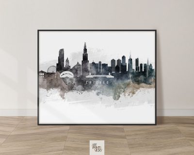 Chicago art poster watercolor
