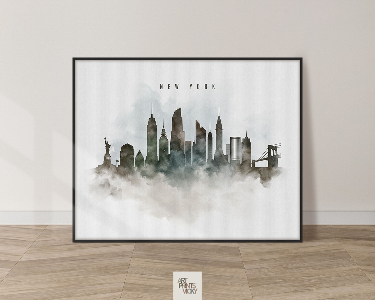 New York cityscape print watercolor