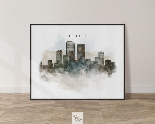 Denver cityscape print watercolor