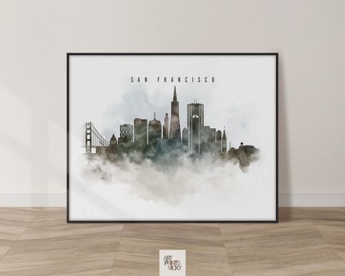 San Francisco cityscape art poster watercolor