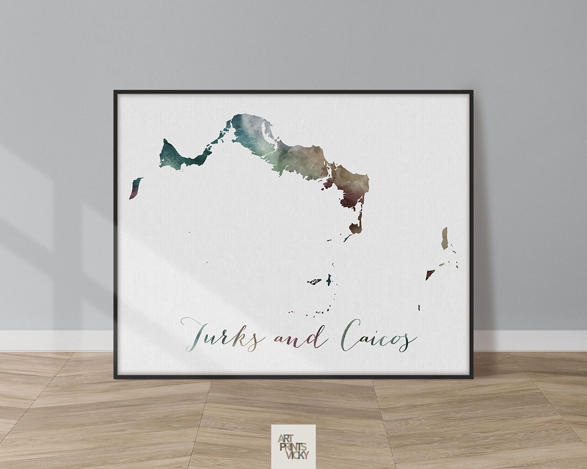 Turks and Caicos map poster