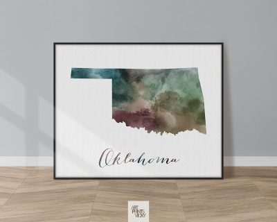 Oklahoma State map print