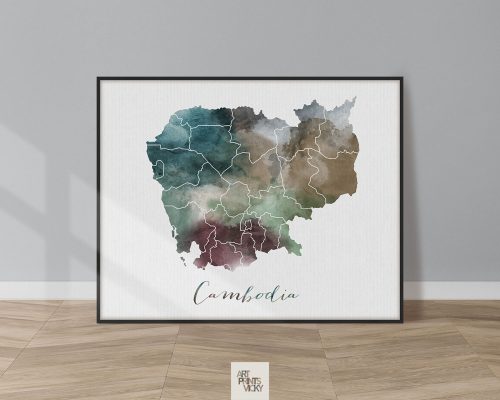 Cambodia map poster