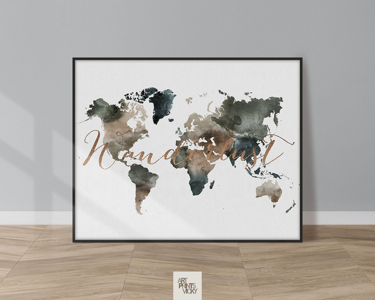 World map print watercolor 2