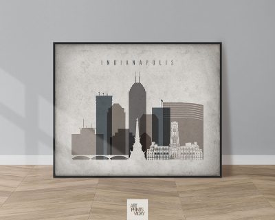 Indianapolis skyline poster landscape retro