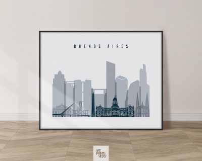 Buenos Aires skyline poster grey blue landscape