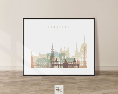 Budapest print pastel white landscape