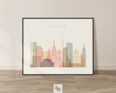 Moscow poster skyline pastel cream landscape