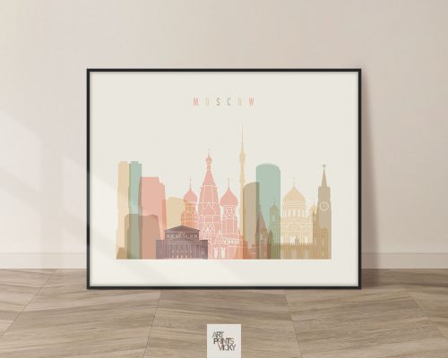 Moscow poster skyline pastel cream landscape