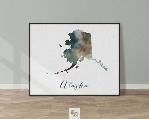 Alaska State map print