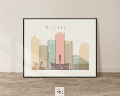 Manchester city poster pastel cream landscape