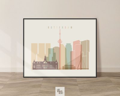 Rotterdam poster skyline pastel cream landscape