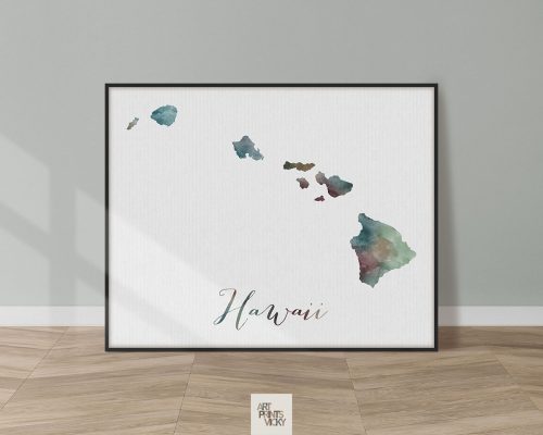 Hawaii State map print