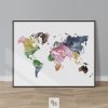 World Map Colorful Watercolor Poster