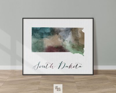 South Dakota State map print