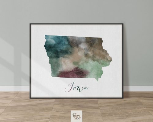 Iowa State map print