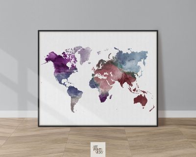 Colorful world map poster
