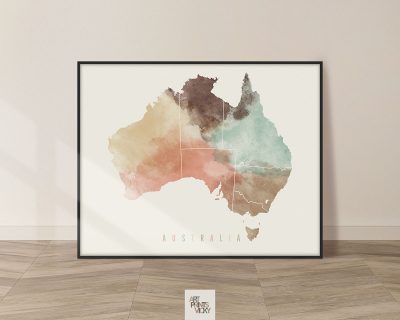 Australia map poster pastel cream