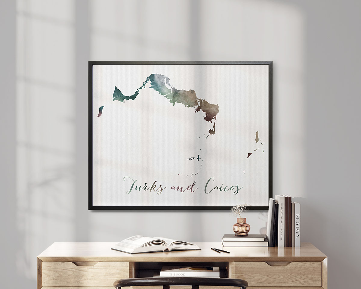 Turks and Caicos map poster second