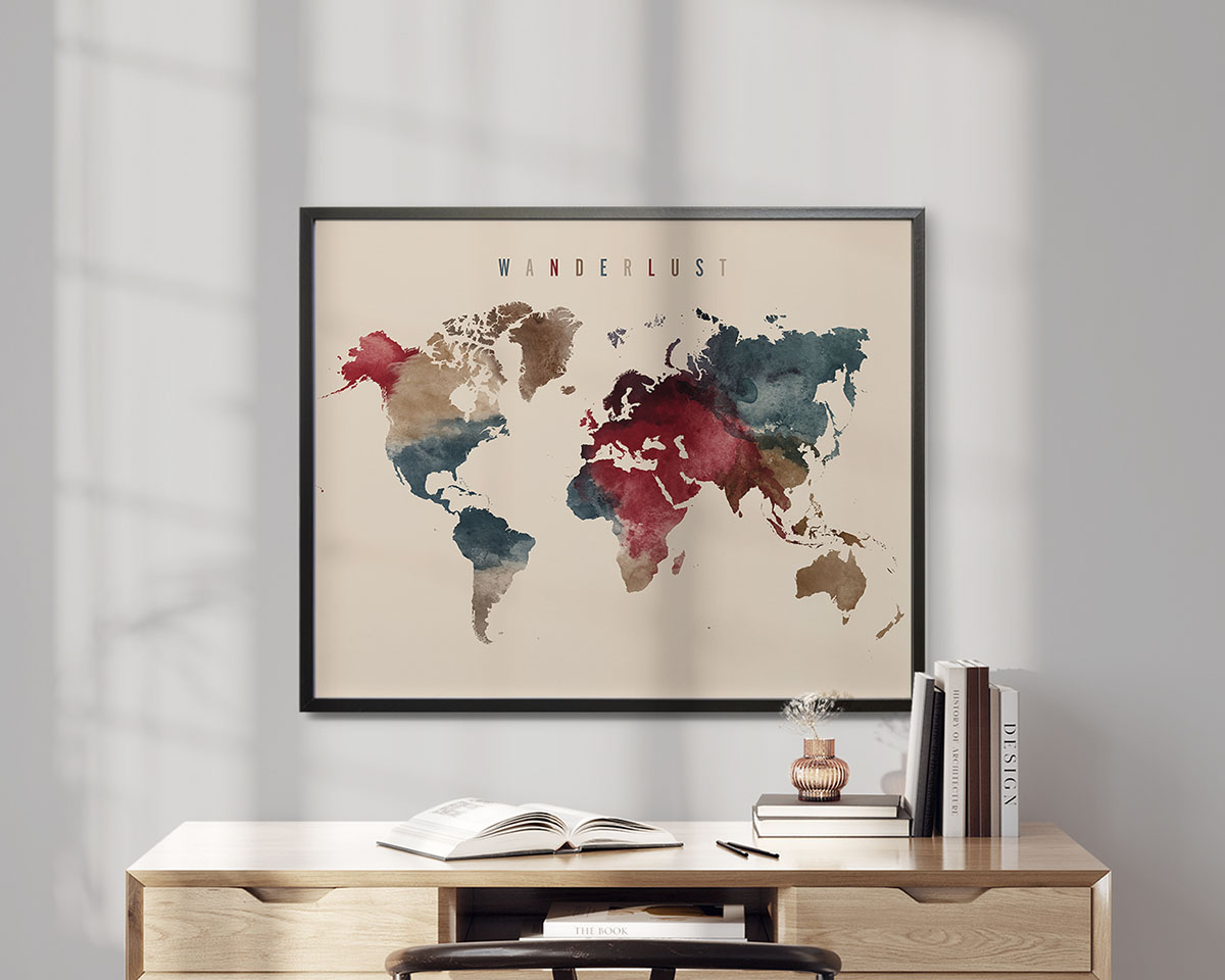 World Map Wanderlust Earth Tones 2 Poster second