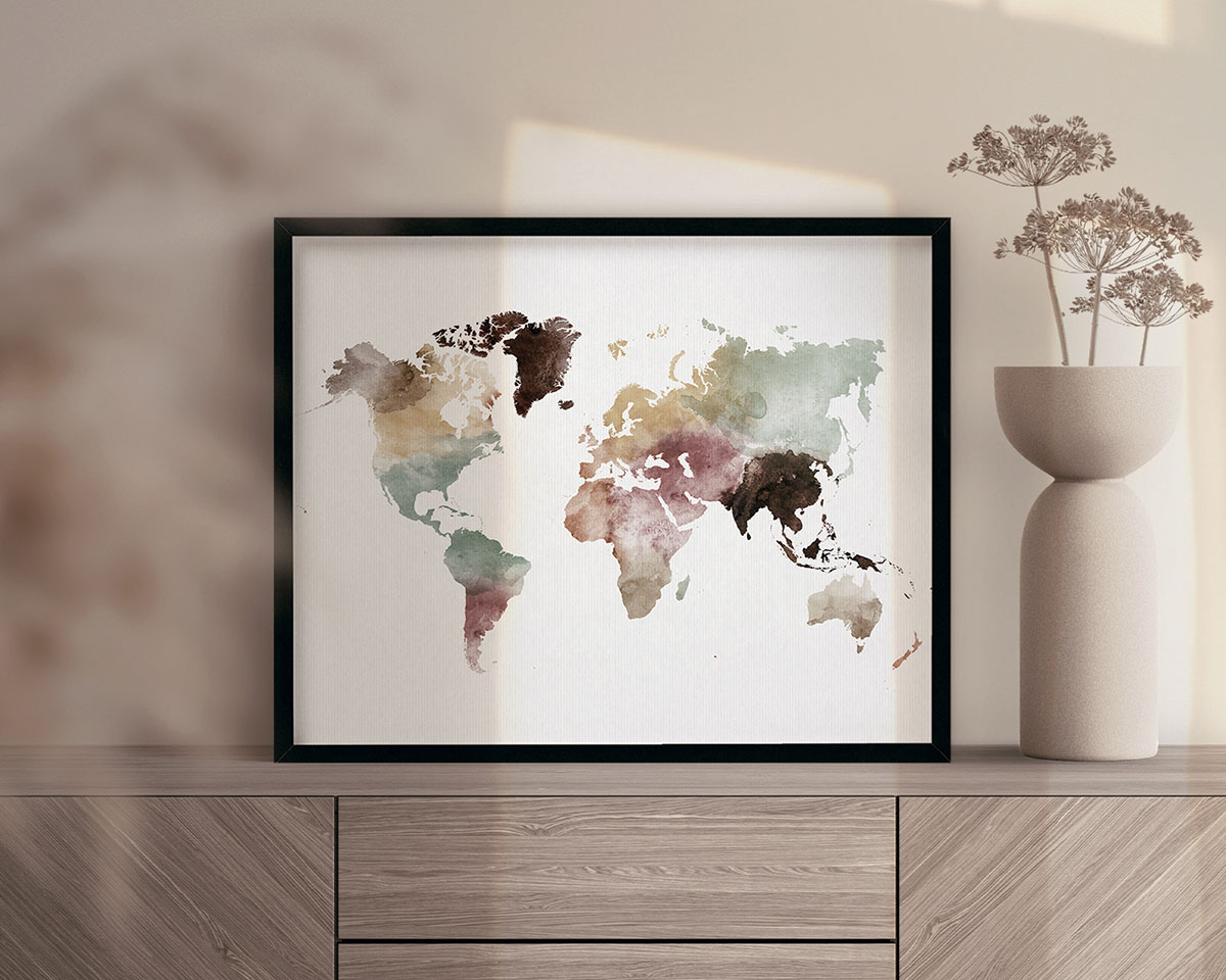 World Map Watercolor 1 Print second