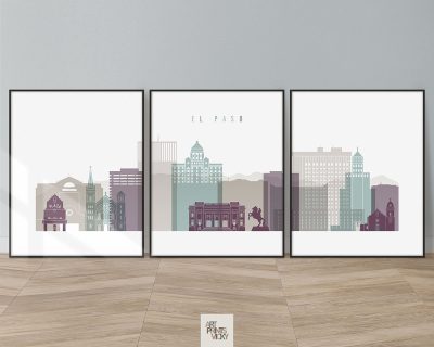 El Paso Skyline 3 Prints Set Pastel 2