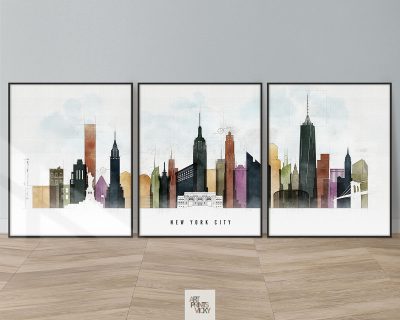 New York skyline 3 print set urban 2