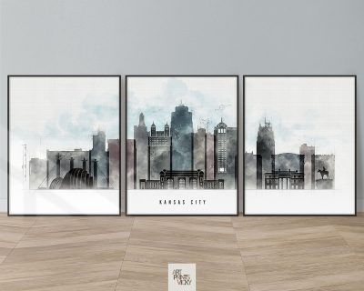 Kansas City 3 prints set urban