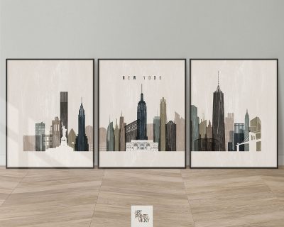 New York City 3 piece wall art in distressed 2