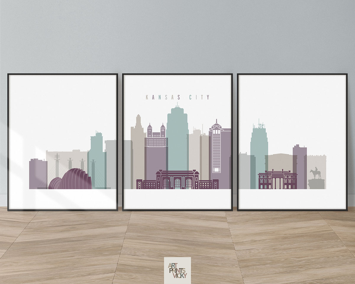 Kansas City set of 3 prints pastel 2