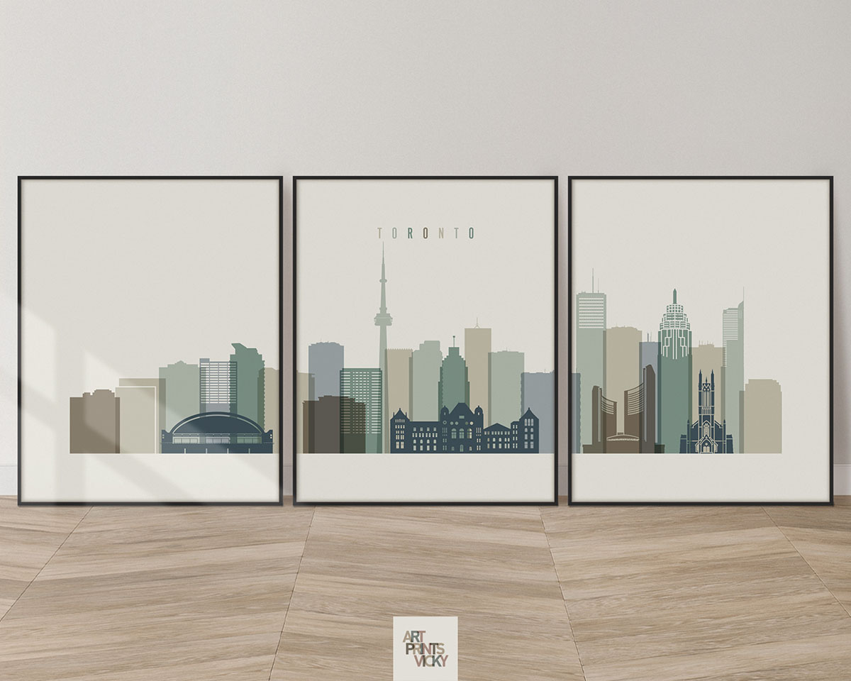 Toronto 3 Prints Set Earth Tones 1