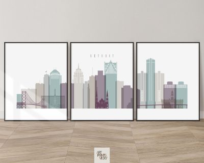 Detroit 3 prints set pastel 2