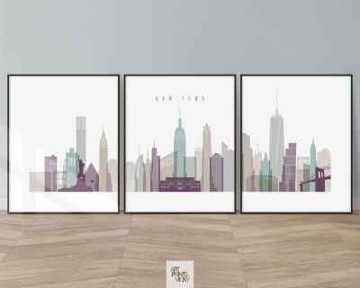 New York skyline 3 print set pastel 2