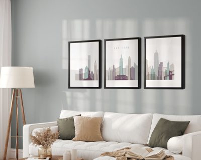 New York skyline 3 print set pastel 2 second