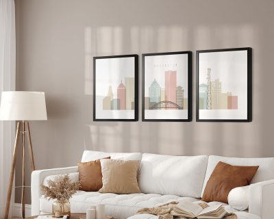 Rochester Ny Set Of 3 Prints Pastel White second