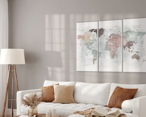 World Map Canvas Set Of 3 Prints second