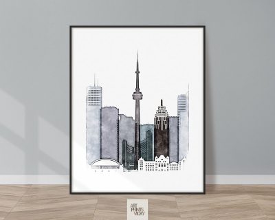 Toronto skyline drawing cool tones