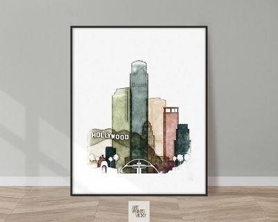Los Angeles drawing print in colorful tones