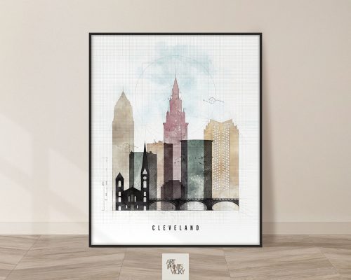 Cleveland City Print In Urban 3