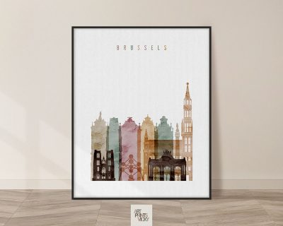 Brussels skyline art print watercolor 1