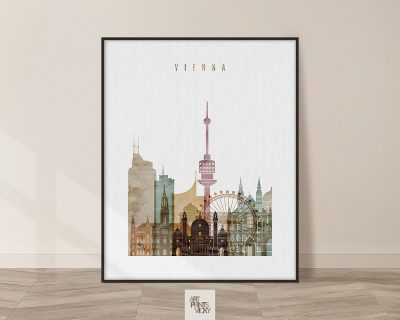 Vienna skyline poster watercolor 1